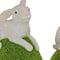 7&#x22; White Bunny with Green Moss Egg D&#xE9;cor Set